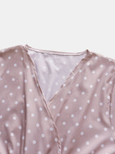 Women Cute Polka Dot V-Neck Wrap Casual Short Sleeve Belted Maxi Dresses
